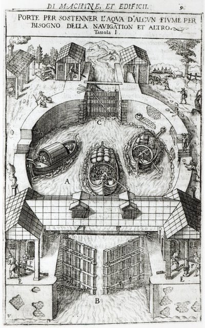 Design for a canal Lock, 1607 by Vittorio Zonca